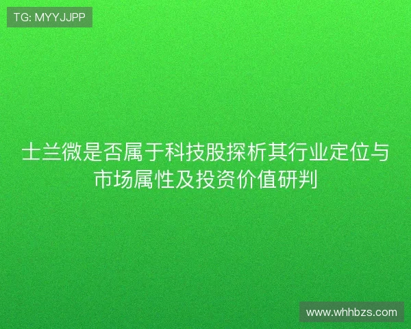 士兰微是否属于科技股探析其行业定位与市场属性及投资价值研判